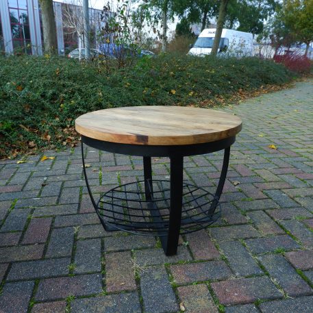 Bijzet-salontafel rond met zwart stalen net UITVERKOCHT - Afbeelding 12