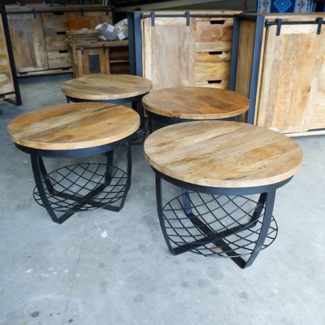 Bijzet-salontafel rond met zwart stalen net UITVERKOCHT - Afbeelding 9