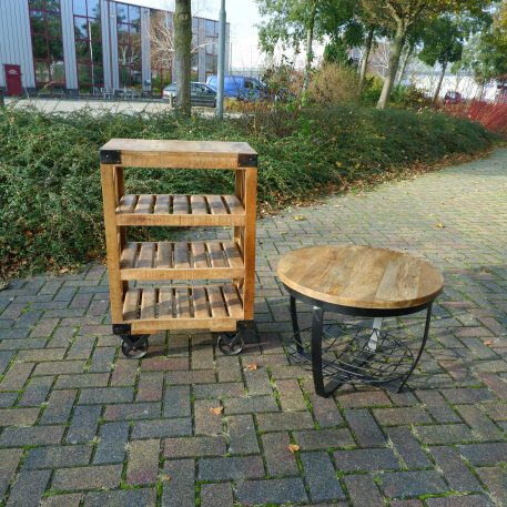 Bijzet-salontafel rond met zwart stalen net UITVERKOCHT - Afbeelding 11