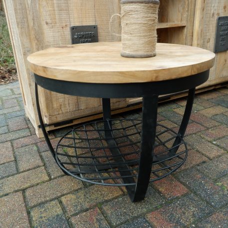 Bijzet-salontafel rond met zwart stalen net UITVERKOCHT - Afbeelding 3