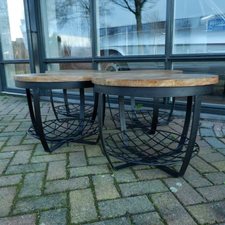 Bijzet-salontafel rond met zwart stalen net UITVERKOCHT - Afbeelding 6