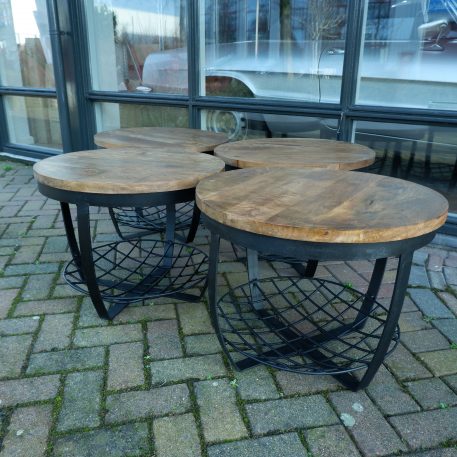 Bijzet-salontafel rond met zwart stalen net UITVERKOCHT - Afbeelding 5
