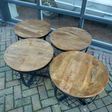 Bijzet-salontafel rond met zwart stalen net UITVERKOCHT - Afbeelding 7