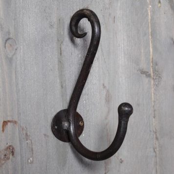 kapstokhaak curl hoog 18 cm diep 9 cm smeedijzer donker