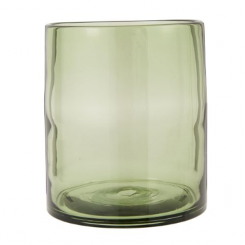 ib-laursen mond geblazen hurricane windlicht vaas olijf groen cylinder vorm hoog 18.5 cm diameter 16 cm