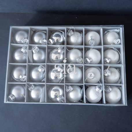Grijze en witte kerstballen 24 stuks - Afbeelding 3