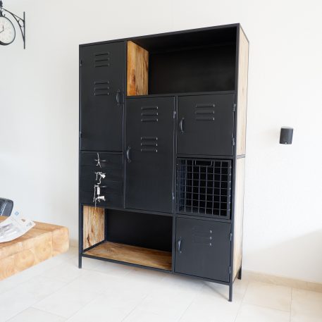 Black Locker kast L met lades - deuren en open vakken zwart staal - Afbeelding 3