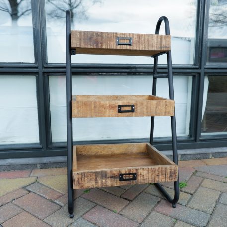 etagere mangohout zwart staal keukenrekje badkamerrekje hoog81 cm breed 45 cm diep 36 cm