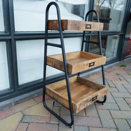 Etagère mangohout en zwart staal UITVERKOCHT - Afbeelding 2