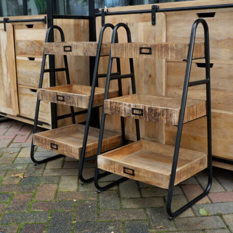 Etagère mangohout en zwart staal UITVERKOCHT - Afbeelding 12