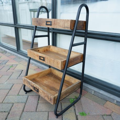 Etagère mangohout en zwart staal UITVERKOCHT - Afbeelding 3