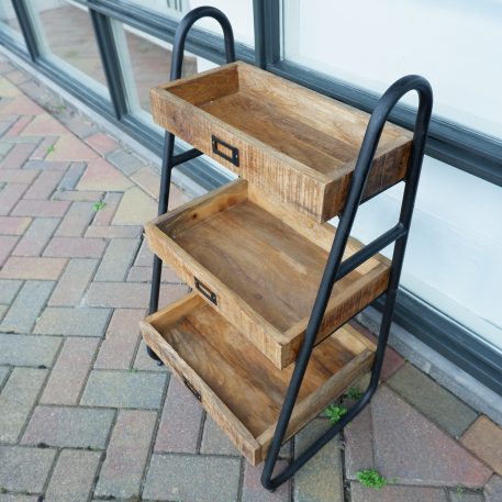 Etagère mangohout en zwart staal UITVERKOCHT - Afbeelding 4