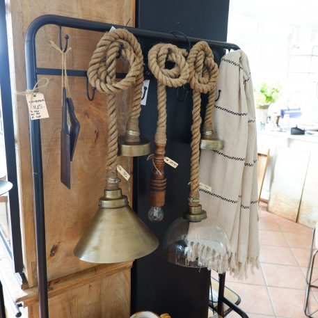 Hanglamp touw met glazen kap - Afbeelding 3