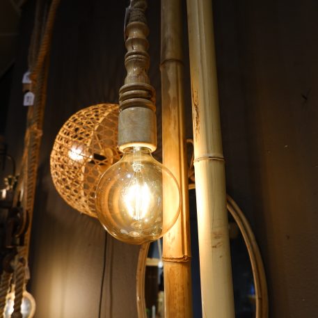 Hanglamp touw met houten fitting - Afbeelding 2