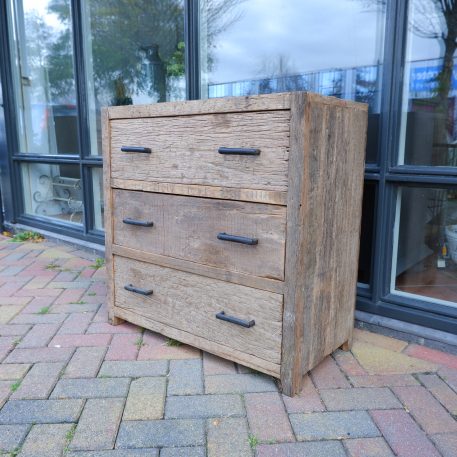 Ladekast Cardiff 3 lades oud vergrijsd hout - Afbeelding 4