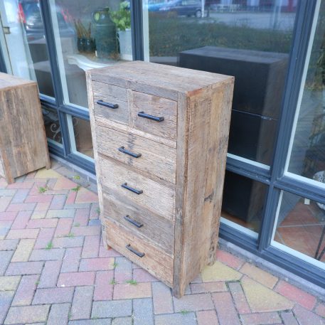 Ladekast London 6 lades oud vergrijsd hout - Afbeelding 2