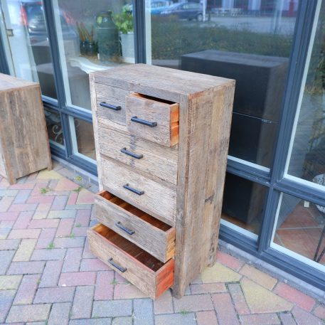 Ladekast London 6 lades oud vergrijsd hout - Afbeelding 3