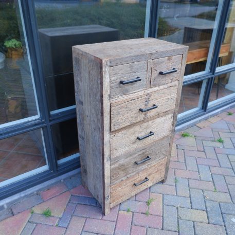 Ladekast London 6 lades oud vergrijsd hout - Afbeelding 6