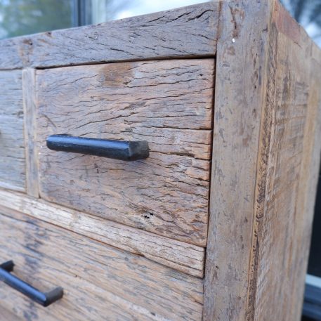 Ladekast London 6 lades oud vergrijsd hout - Afbeelding 4