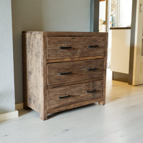 Ladekast Cardiff 3 lades oud vergrijsd hout - Afbeelding 4