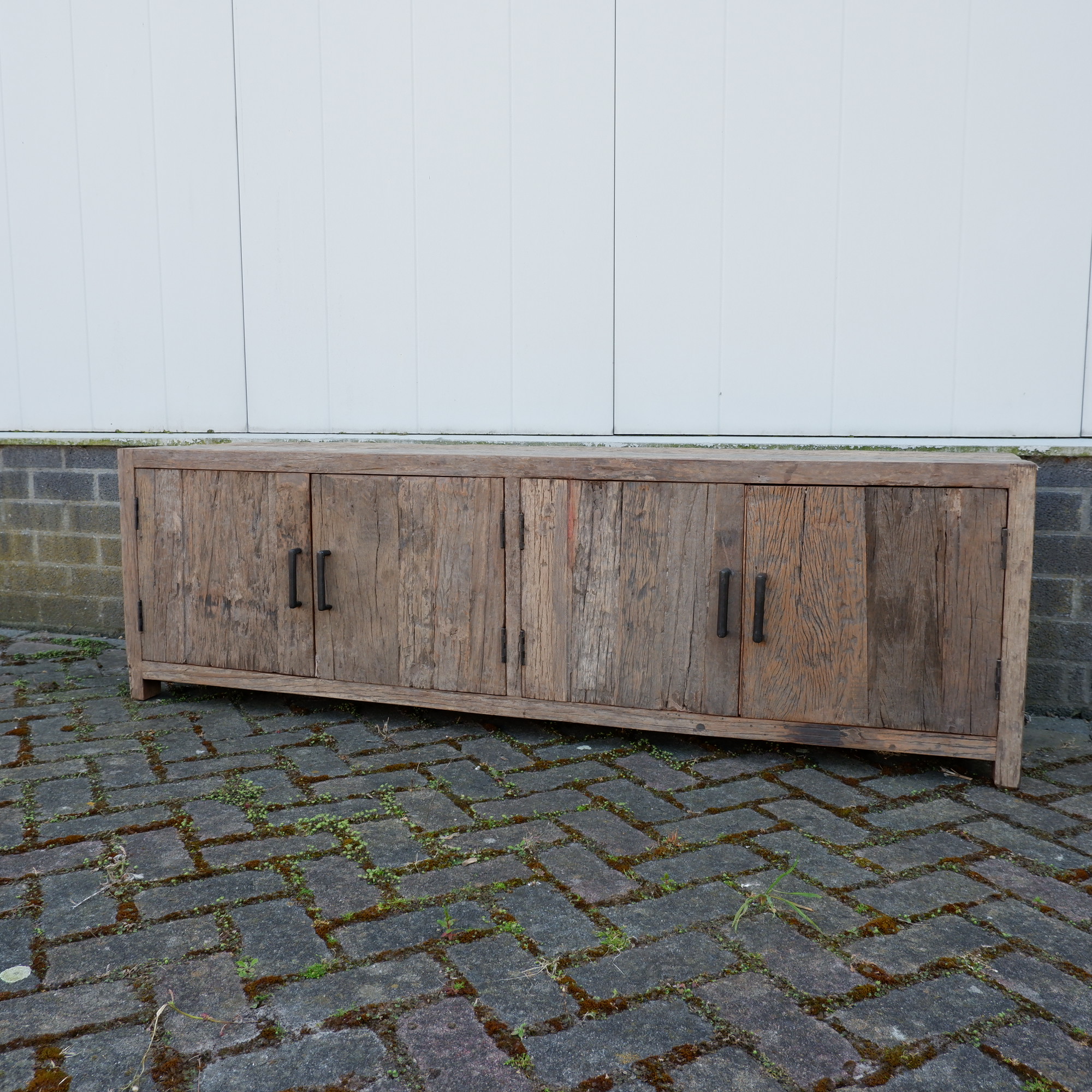 Tv dressoir Wenen 4 deuren oud vergrijsd hout - Afbeelding 2