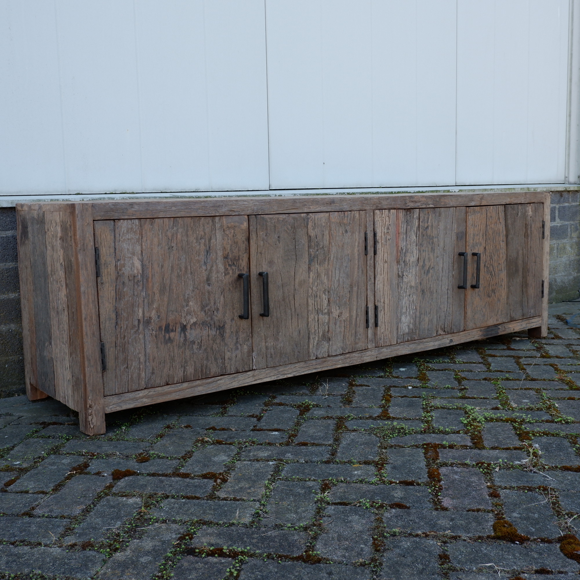 Tv dressoir Wenen 4 deuren oud vergrijsd hout - Afbeelding 5