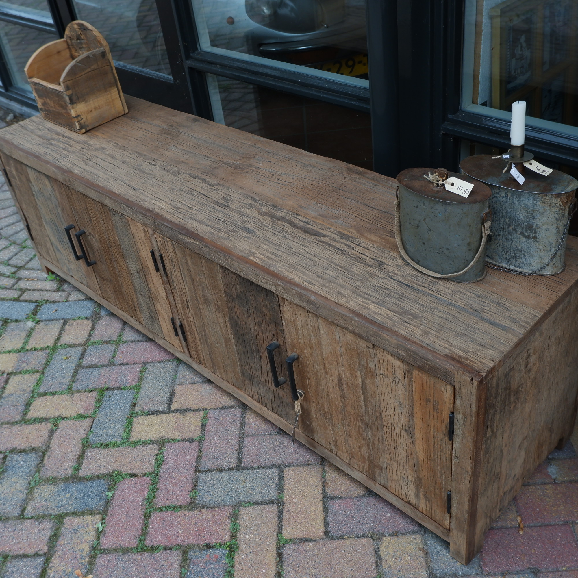 Tv dressoir Wenen 4 deuren oud vergrijsd hout - Afbeelding 29