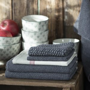 keuken pannenlap en handdoek grijs gebreid mynte ib-laursen