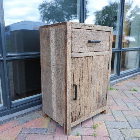 Nachtkastje Oslo XL met lade en deur oud vergrijsd hout TIJDELIJK UITVERKOCHT - Afbeelding 3
