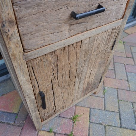 Nachtkastje Oslo XL met lade en deur oud vergrijsd hout TIJDELIJK UITVERKOCHT - Afbeelding 4