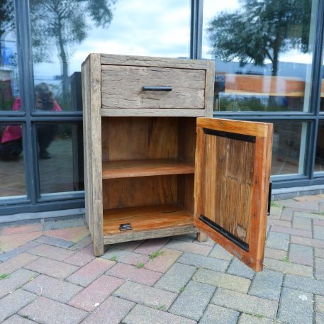 Nachtkastje Oslo XL met lade en deur oud vergrijsd hout TIJDELIJK UITVERKOCHT - Afbeelding 6