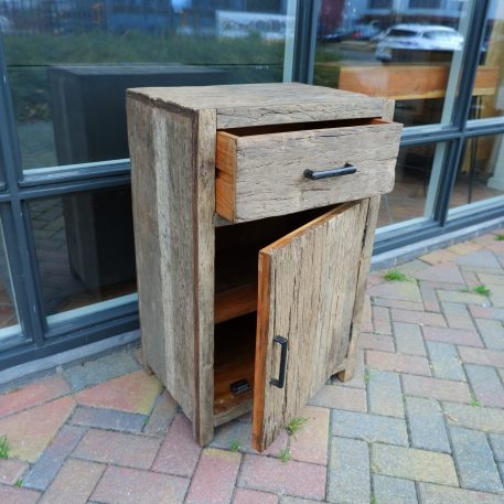 Nachtkastje Oslo XL met lade en deur oud vergrijsd hout TIJDELIJK UITVERKOCHT - Afbeelding 5