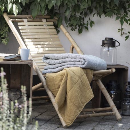Plaid-quilt katoen krijtstreep zwart-wit 130x180 cm - Afbeelding 2