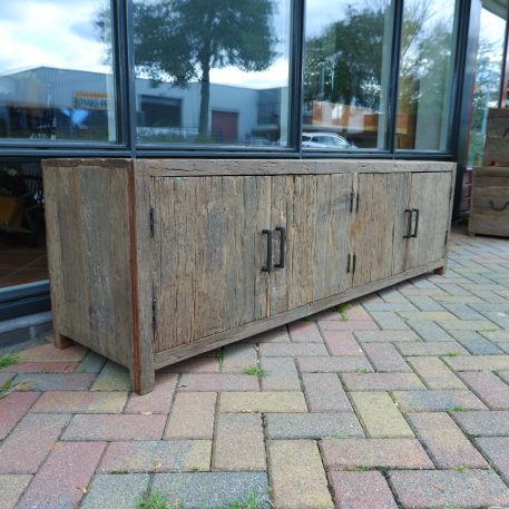 Tv dressoir Wenen 4 deuren oud vergrijsd hout - Afbeelding 5