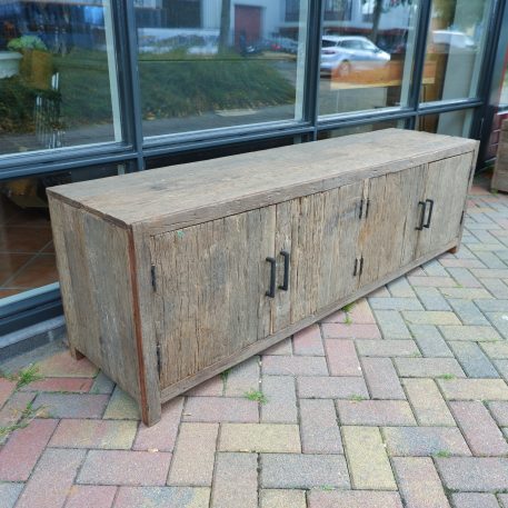 Tv dressoir Wenen 4 deuren oud vergrijsd hout - Afbeelding 6