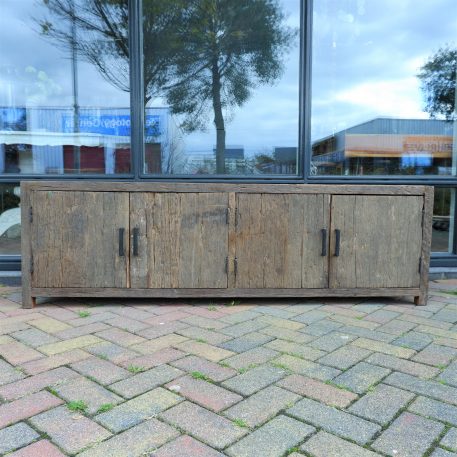 Tv dressoir Wenen 4 deuren oud vergrijsd hout - Afbeelding 3