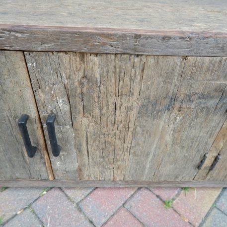 Tv dressoir Wenen 4 deuren oud vergrijsd hout - Afbeelding 7