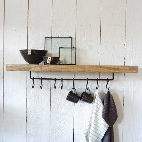 Wandplank 100 cm met 8 kapstokhaken - Afbeelding 2