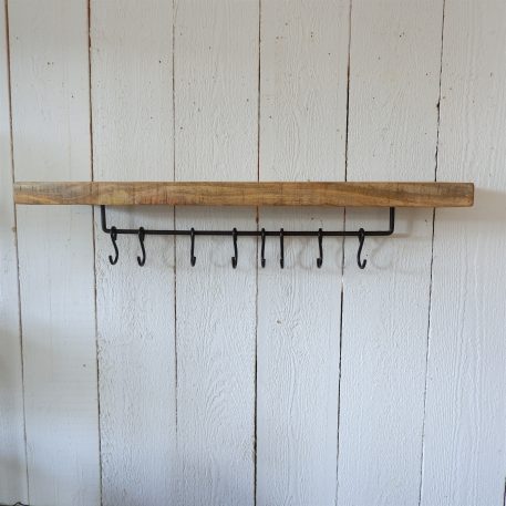 Wandplank 100 cm met 8 kapstokhaken - Afbeelding 3