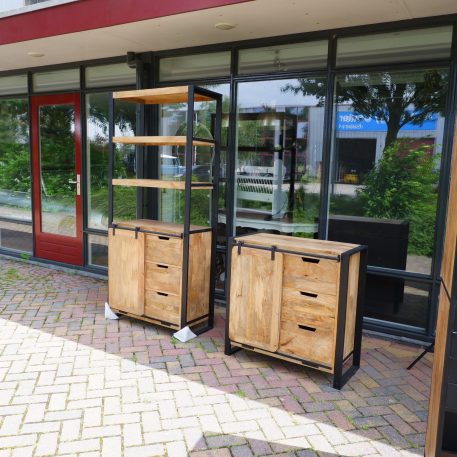 Beau travail boekenkast met schuifdeur en 3 lades - Afbeelding 3