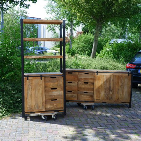 Beau travail boekenkast met schuifdeur en 3 lades - Afbeelding 4