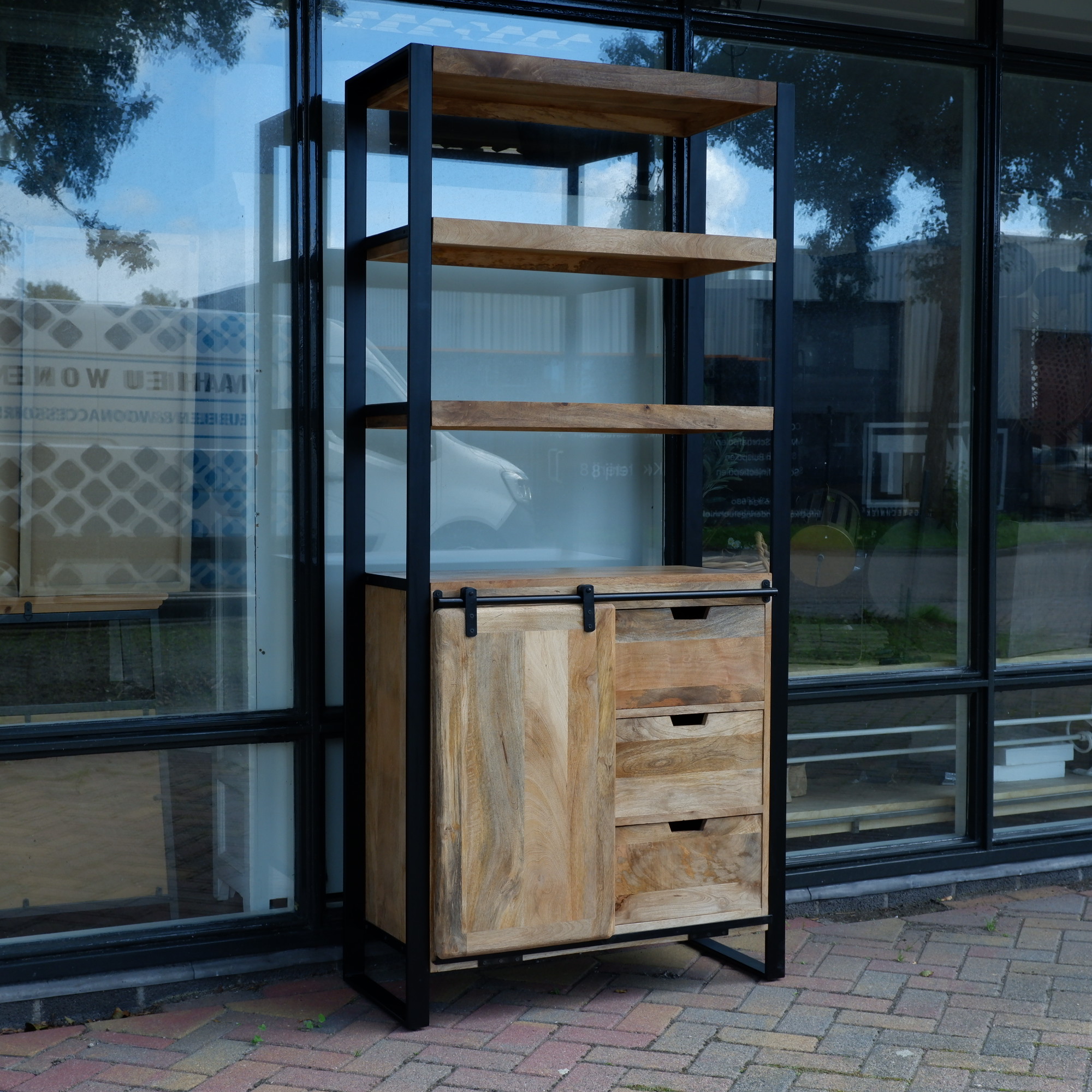 Beau travail boekenkast met schuifdeur en 3 lades VERWACHT EIND AUGUSTUS - Afbeelding 25