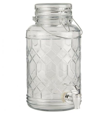 drank dispenser limonade tap helder glas met honingraat patroon 3.5 liter hoog 30 cm diameter 16 cm ib-laursen2