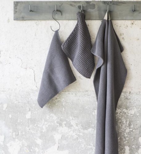 ib-laursen towel mynte dark grey knitted keuken handdoek grijs gerstekorrel gebreid katoen 40 bij 60 cm3