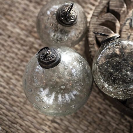 Kerstbal glas metal chips clear - Afbeelding 5