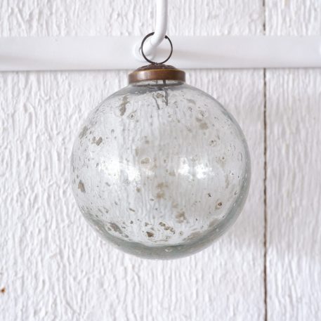 Kerstbal glas metal chips clear - Afbeelding 2