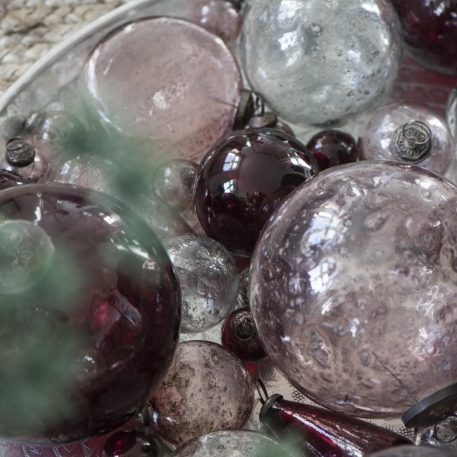 Kerstbal glas metal chips roze - Afbeelding 8