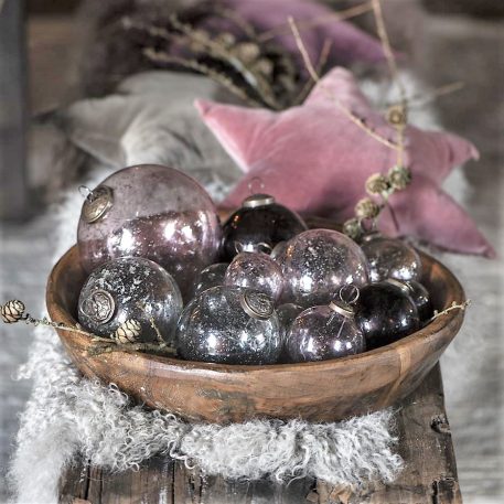 kerstbal glas metal chips roze en clear diverse maten ib-laursen christmas ornament pebbled glass7