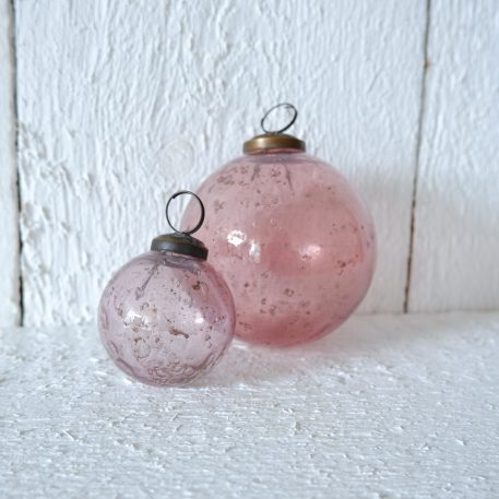 Kerstbal glas metal chips roze - Afbeelding 2