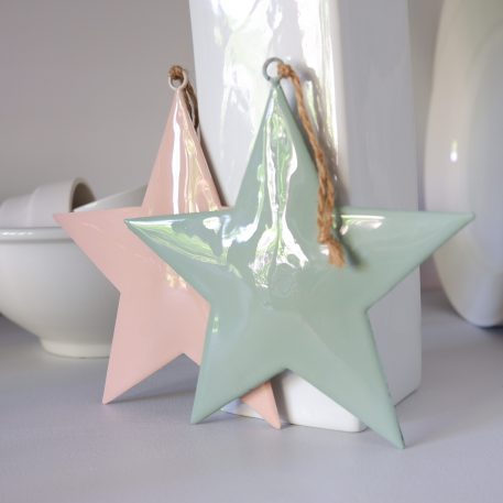ster mint groen of roze metaal hoog 15 cm breed 15 cm star for hanging with jute string ib-laursen1